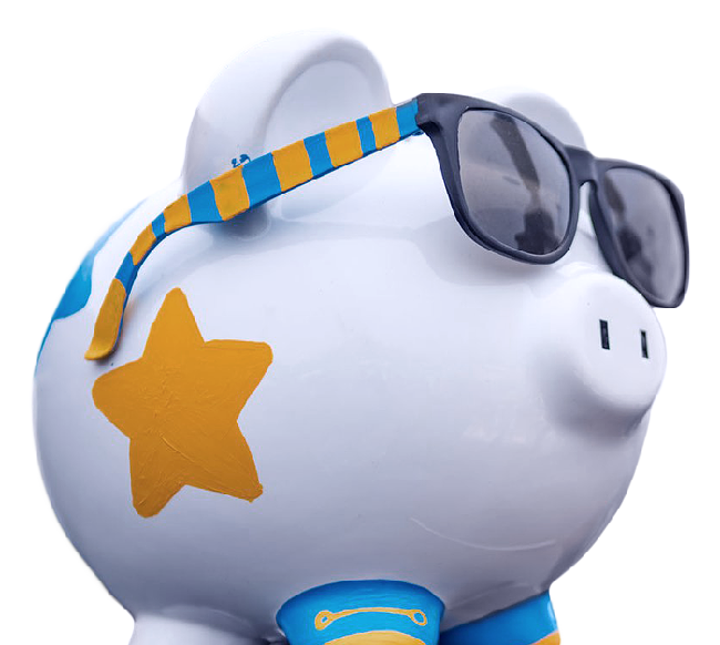 piggy bank with sunglasses