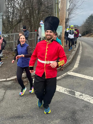 Running 16 Miles dressed as a London Royal Guard after hitting a fundraising milestone