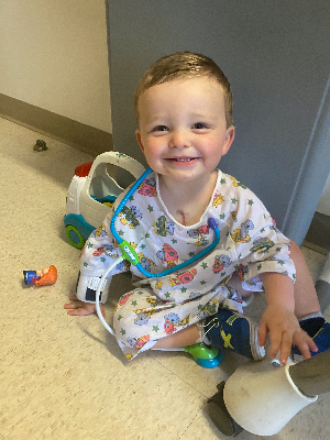 A smiling Noah after his successful surgery at BCH