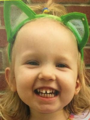 Our darling Vienna with her happy smile and sparkling blue eyes