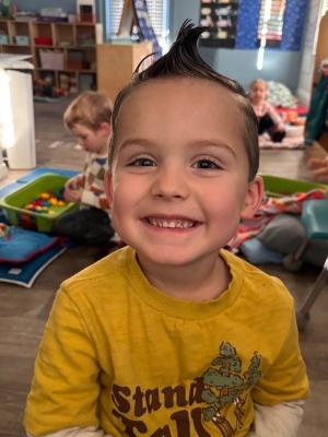 Boston being "silly"...  4 years old at daycare.